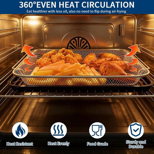 GXF Air Fry Basket & Tray Set - Replacement Parts for GE Oven | 15” x 12” Tray Pan for Crispy Air Frying