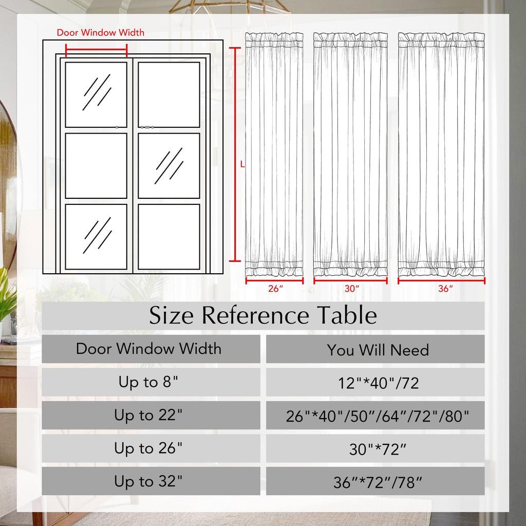 NICETOWN Linen Door Curtains for Boho Farmhouse Sliding Patio Door, Cream, 30 x 72 Inch for Glass Window, Top Bottom Rod Pocket Shades, 1 Panel