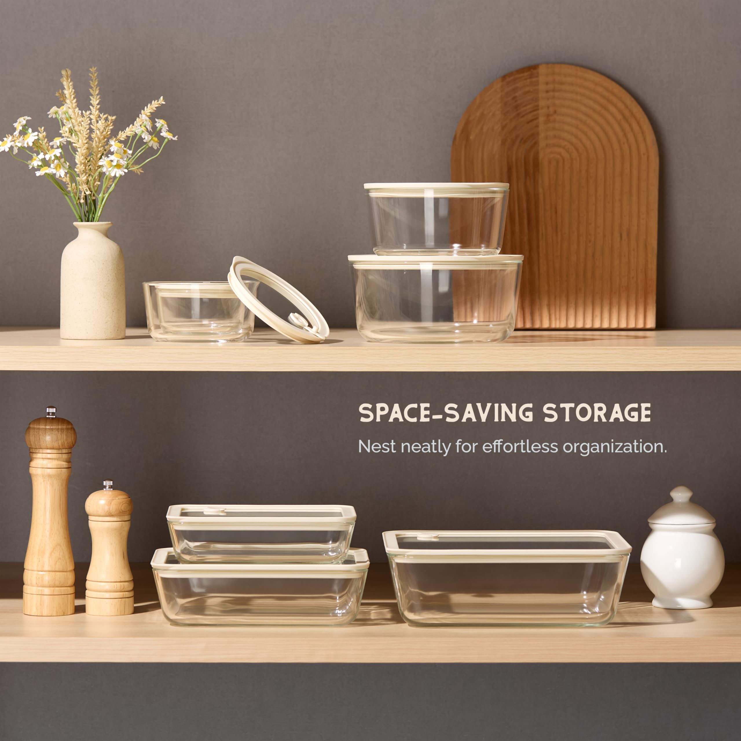 Vase and Vessel Glass Storage Container Set, Borosilicate Glass, Tempered Glass Lids, Baking Pan, Airtight with Vents, Microwave, Oven & Dishwasher Safe, (Circular - Set Of 4)
