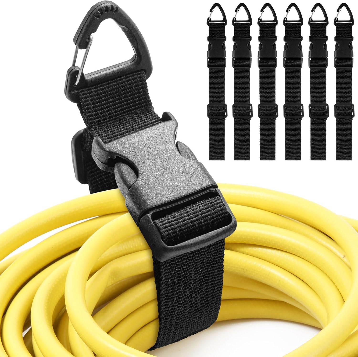 Skiennix 17-Inch Adjustable Extension Cord Holder - Heavy-Duty Organizer with Triangle Clips | 6 Pack (Black)
