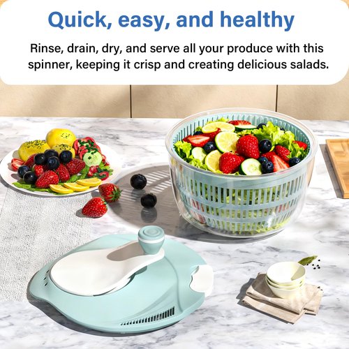 Salad Spinner,4.24Qt,Multi-Use Lettuce Spinner,Vegetable Dryer,Fruit Washer,Non-Slip Base,BPA-Free,Kitchen Gadget,Green