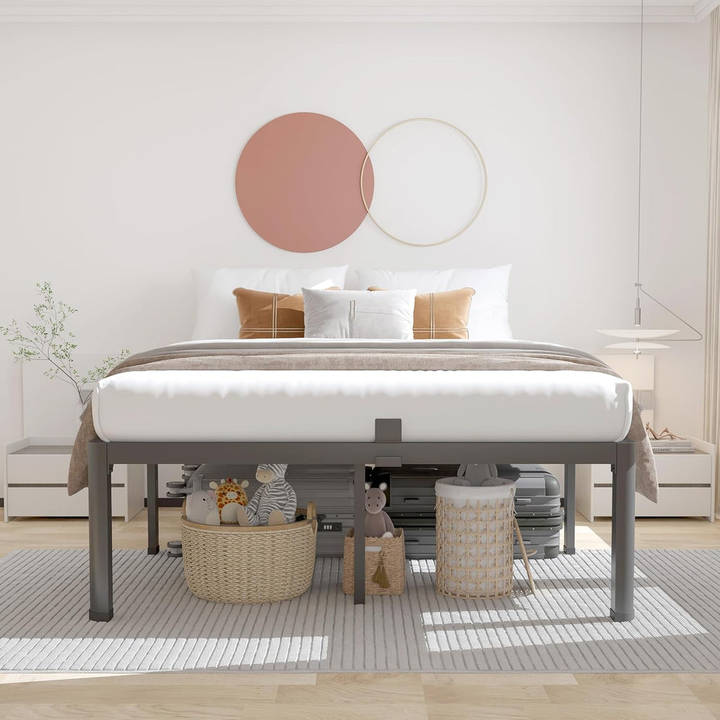 ROIL 18 Inch Queen Bed Frame - Heavy Duty Metal with Rounded Corners & Headboard | Easy Assembly, No Box Spring Needed