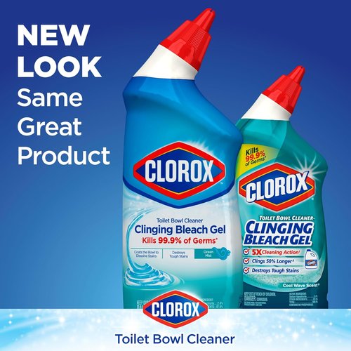 Clorox Toilet Bowl Cleaner with Bleach - Powerful Stain Removal | 24 Ounces, Pack of 4