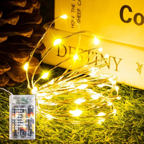 Fairy Lights | Battery Operated 16FT 50 LED Mini Twinkle Lights - Warm White, Waterproof, 8 Modes & Auto Timer