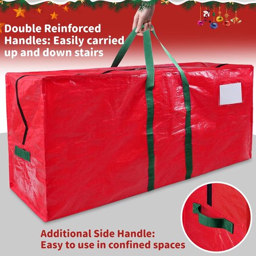 Christmas Tree Storage Bag - Fits 9 Ft Artificial Trees | Waterproof, Durable Handles & Zipper, Red