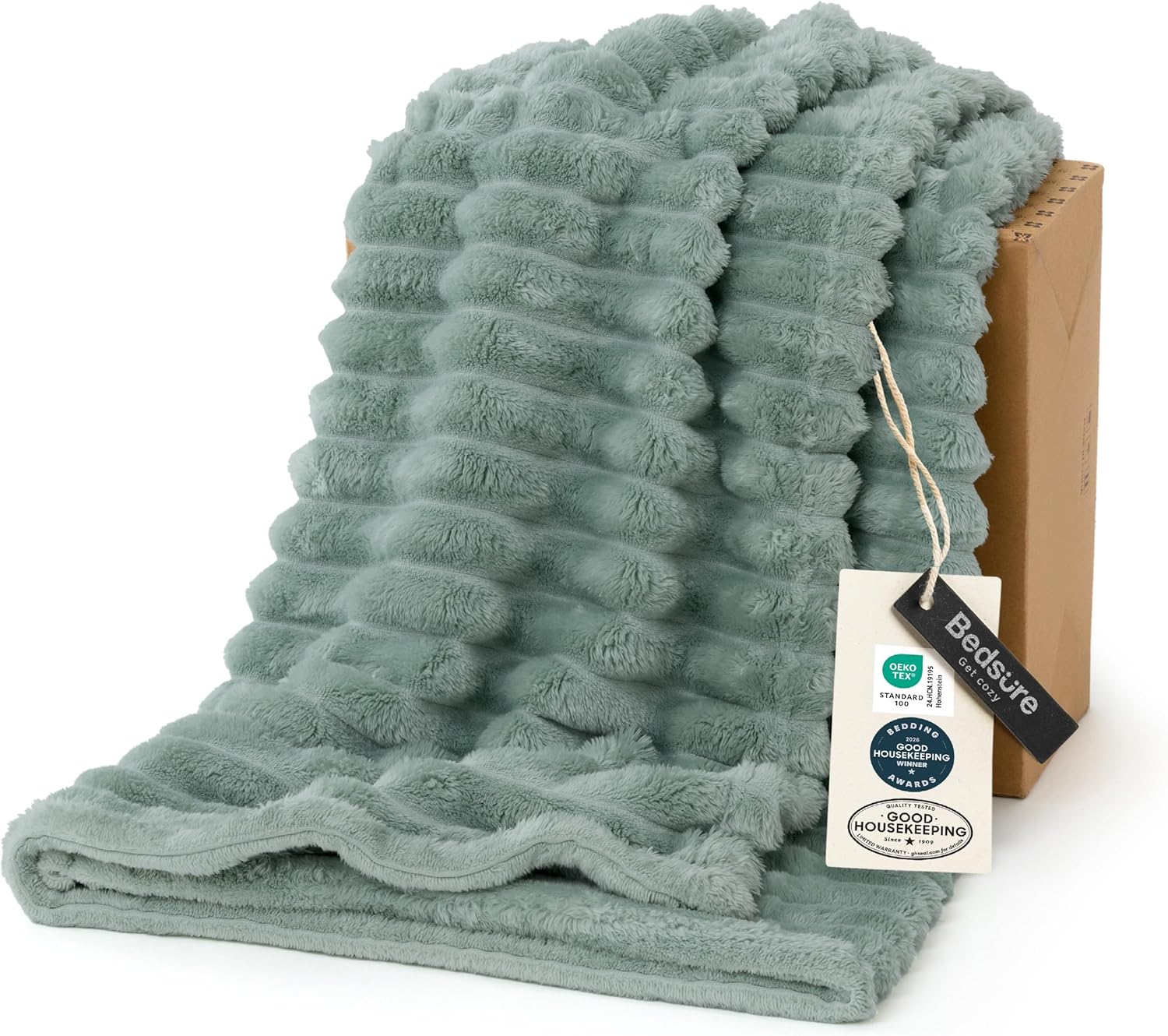 Bedsure GentleSoft Twin Blanket - Cozy Sage Green Fleece Throw for Couch, 60x80 Inches
