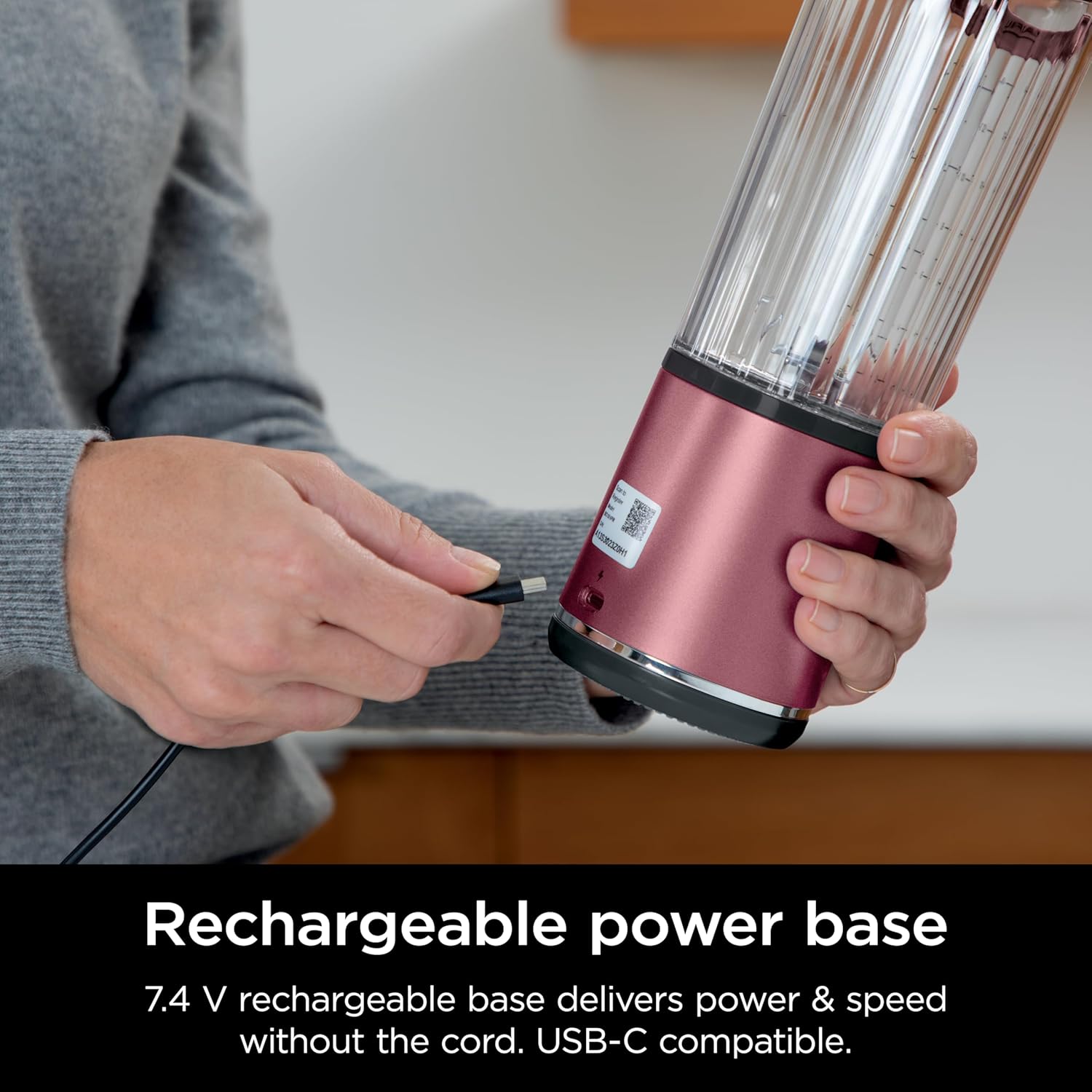 Ninja Blast Portable Blender - Cordless 18oz Personal Blender for Smoothies & Shakes | BPA-Free, USB-C Rechargeable, Metallic Cherry
