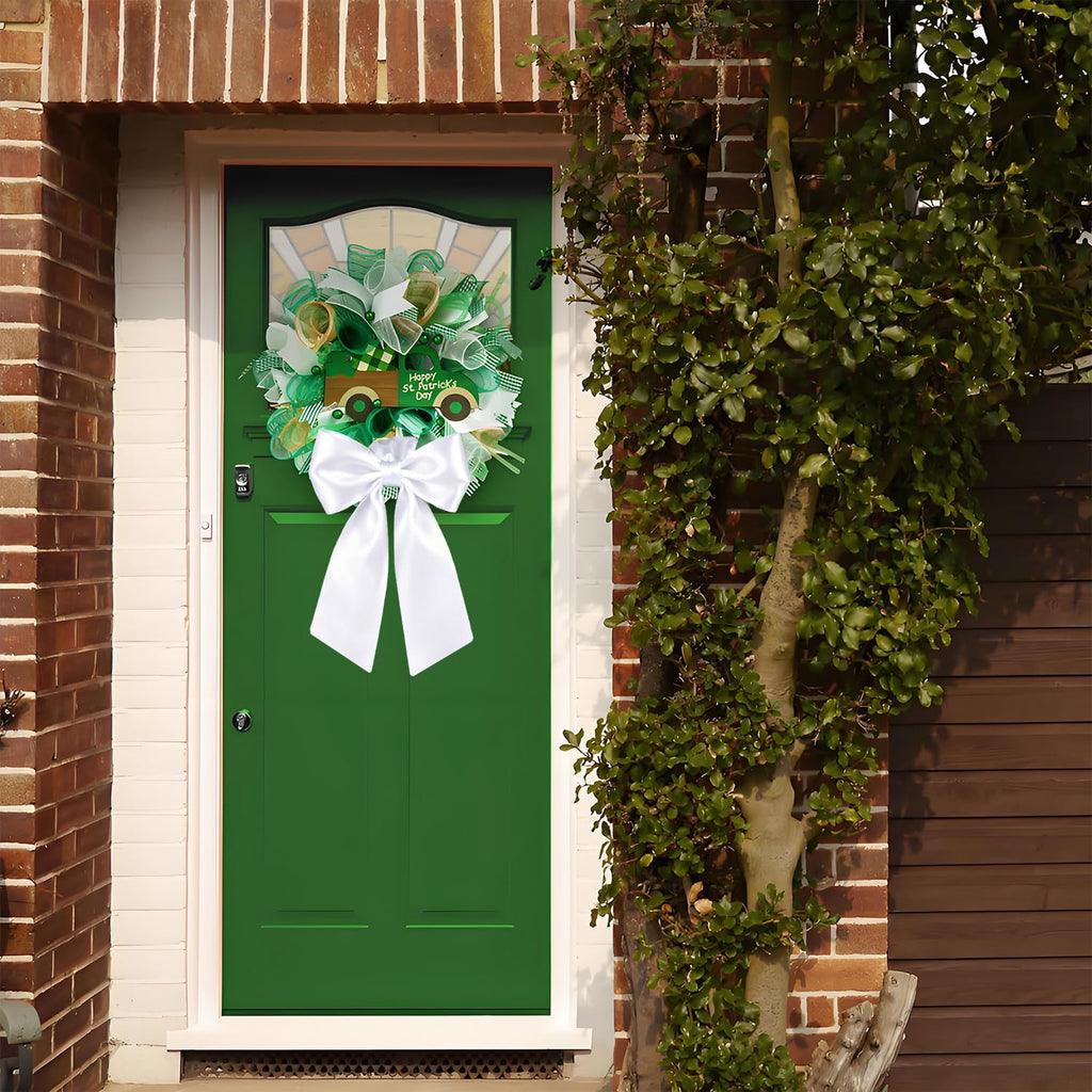Skiennix Wreath Sash - Elegant White Garland Ribbon for Indoor/Outdoor Door Decor | 2 Pcs Set