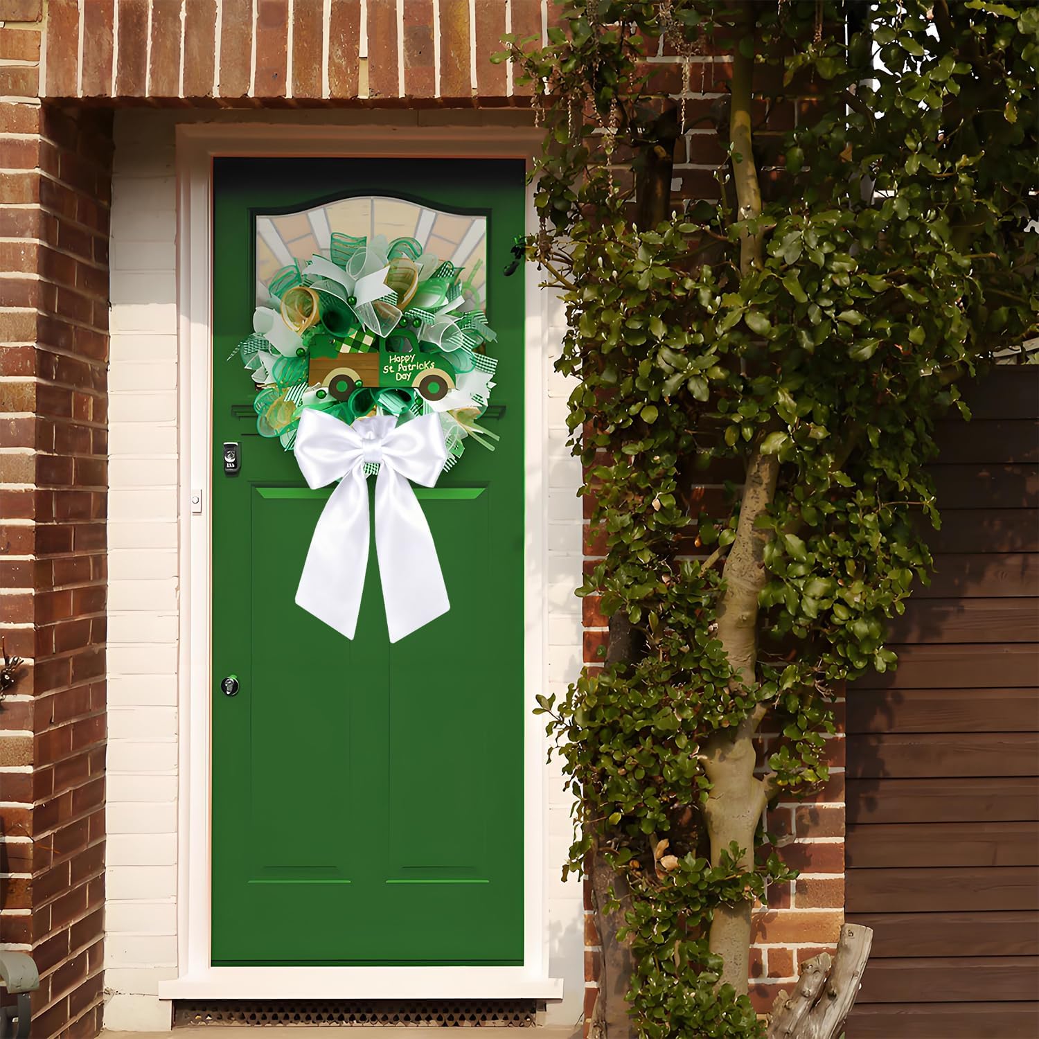 Skiennix Wreath Sash - Elegant White Garland Ribbon for Indoor/Outdoor Door Decor | 2 Pcs Set