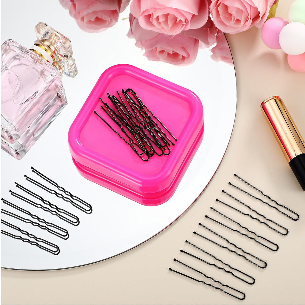 Tellegloww 1 Pcs Magnetic Bobby Pin Holder Square Paper Clip Holder Magnetic Hairpin Storage Box Sewing Pincushion Hair Clip Collector for Desk Vanity Sewing DIY Project (Pink)