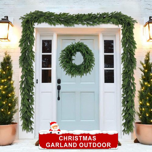 6Ft Christmas Garland Realistic Fuller,Natural Droopy,Lifelike Xmas Green Pine Cedar Mantle Garland for Table Mantle Wall Yard Fireplace Staircase, Garlands for Decoration Christmas Indoor Outdoor