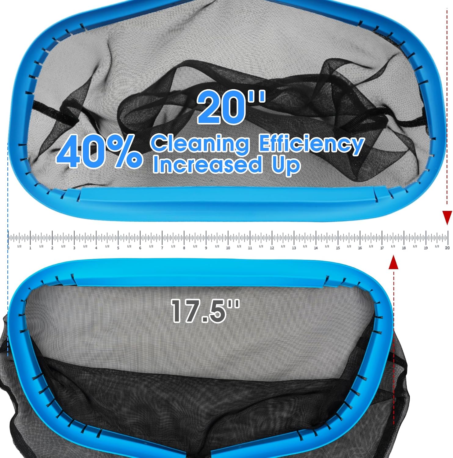TidyMister 20'' Self-Repair Pool Skimmer Net - Heavy Duty Nylon Mesh & Aluminum Frame for Efficient Cleaning