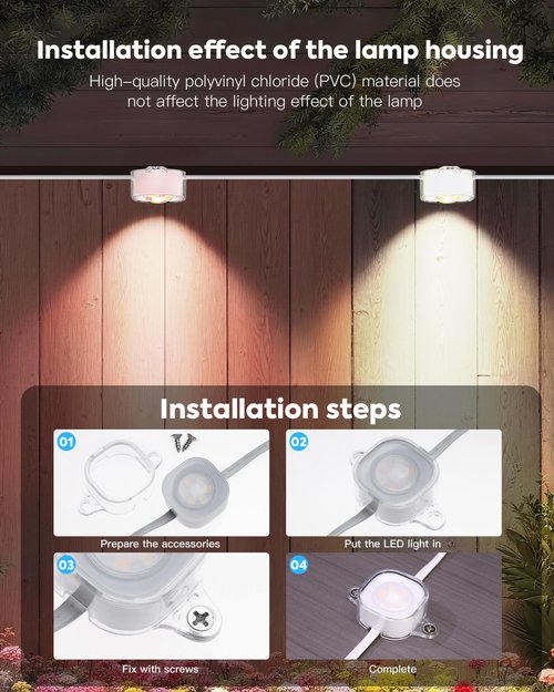 Outdoor LED Light Clips - for Govee pro Outdoor Lights (Model H706) It is an Ideal Solution to Replace 3M Adhesive Tape. Easy to Install, it Comes with 120 Brackets and 240 Screws