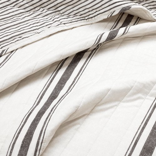 Lush Decor Farmhouse Stripe Reversible Cotton Quilt King Size 3 Piece Set Black - Farmhouse Bedding Set King Quilt - Striped Bedding