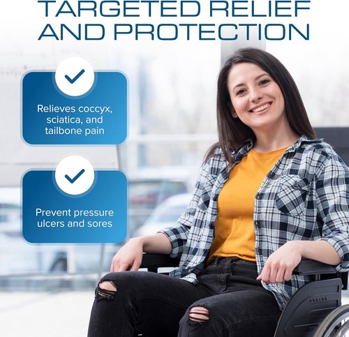 Kölbs Gel Extreme Wheelchair Seat Cushion - Coccyx & Sciatica Pain Relief | 16x16 Inch, 3 Inch Thick