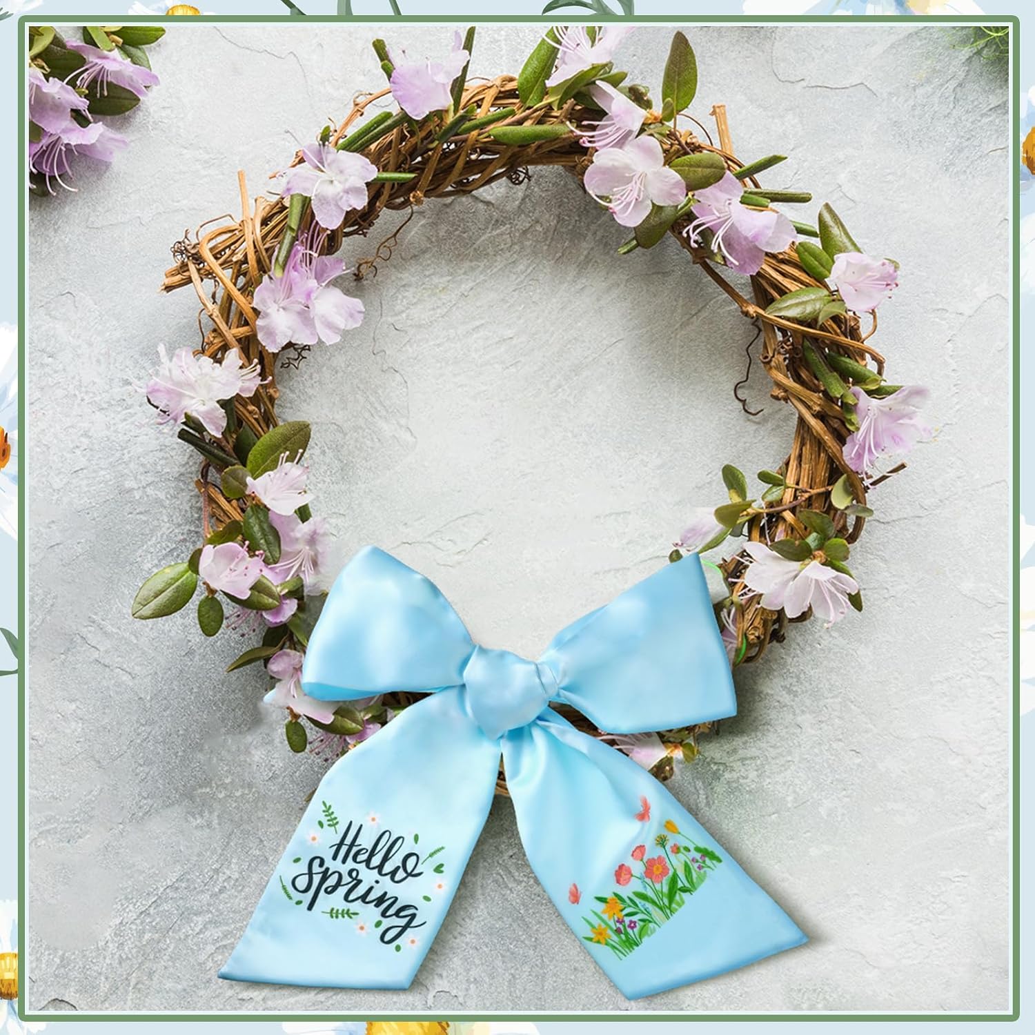 VitalCozy Spring Wreath Sash - Elegant Satin Ribbon for Embroidery Monogram | Indoor & Outdoor Decor