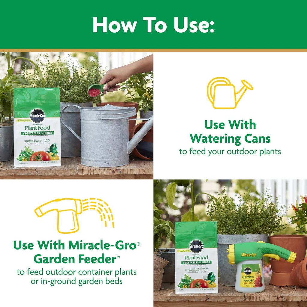 Miracle-Gro Water-Soluble Plant Food - Boost Vegetable & Herb Growth - 2 lbs Fertilizer for Tomatoes, Squash, Peppers, Cucumbers