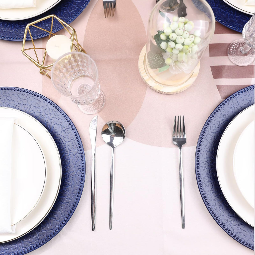 SforGUVA Navy Blue Chargers for Dinner Plates with Beaded Rims, Set of 12 Plastic Bulk Wedding Charger Plates for Thanksgiving, Christmas, Holiday Party Table Setting.