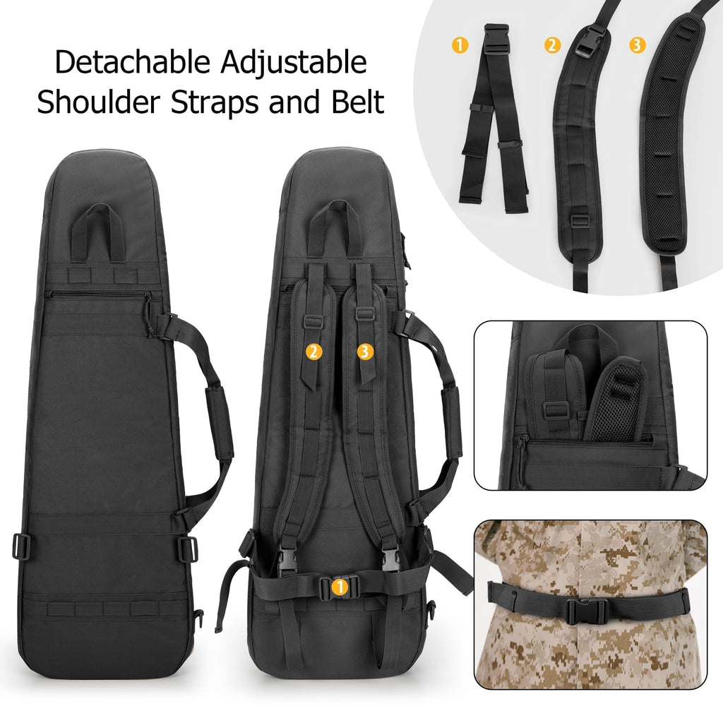 DSLEAF 36” Long Soft Rifle Case with Pistol Magazine Storage Bag for 2 Rifles and 23 Magazines, Black