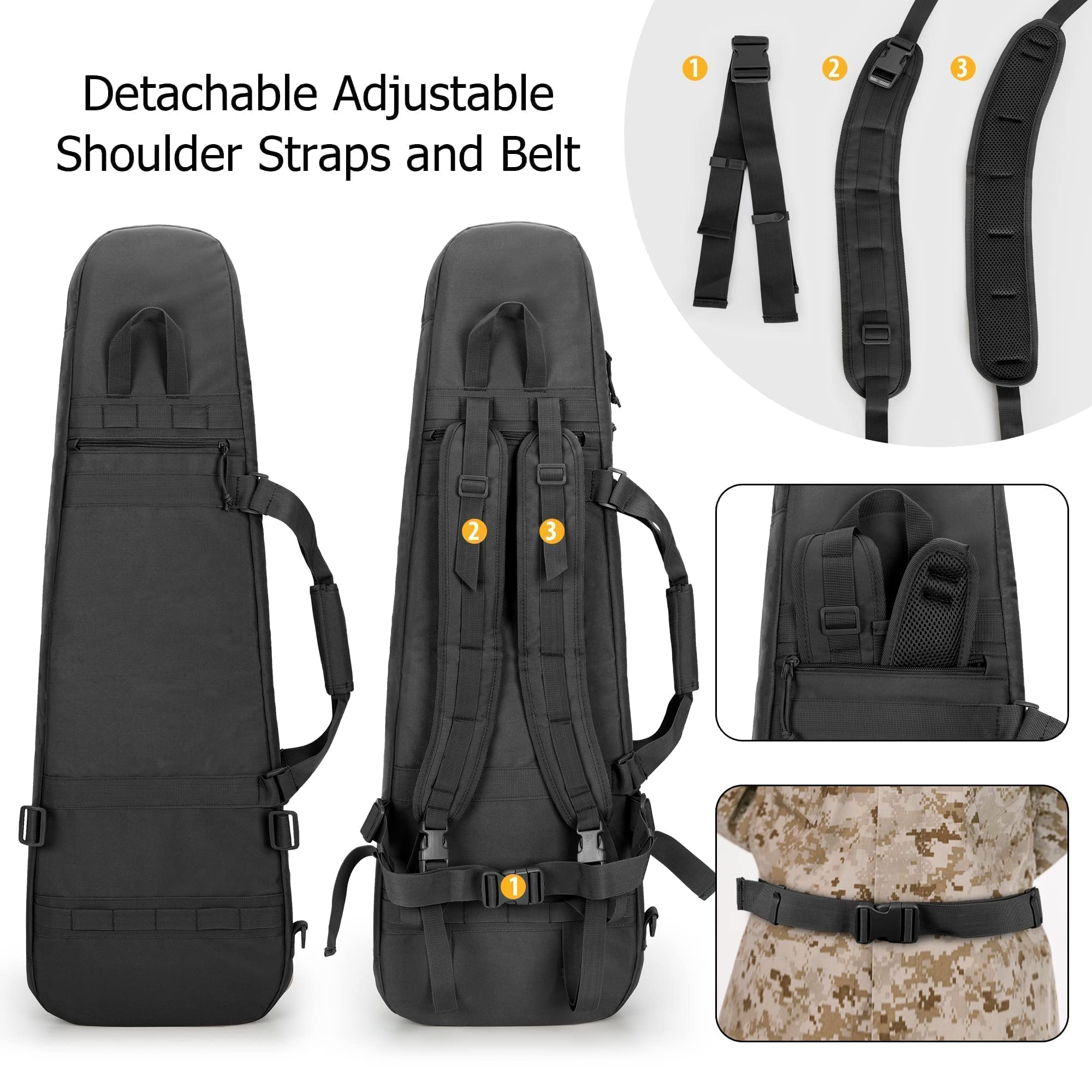 DSLEAF 36” Long Soft Rifle Case with Pistol Magazine Storage Bag for 2 Rifles and 23 Magazines, Black