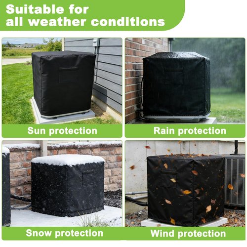 Mordx Central Air Conditioner Cover for Outside Units, AC Covers for Outside,Waterproof & Windproof Outdoor AC Units Cover, Black (36''x36''x40'')