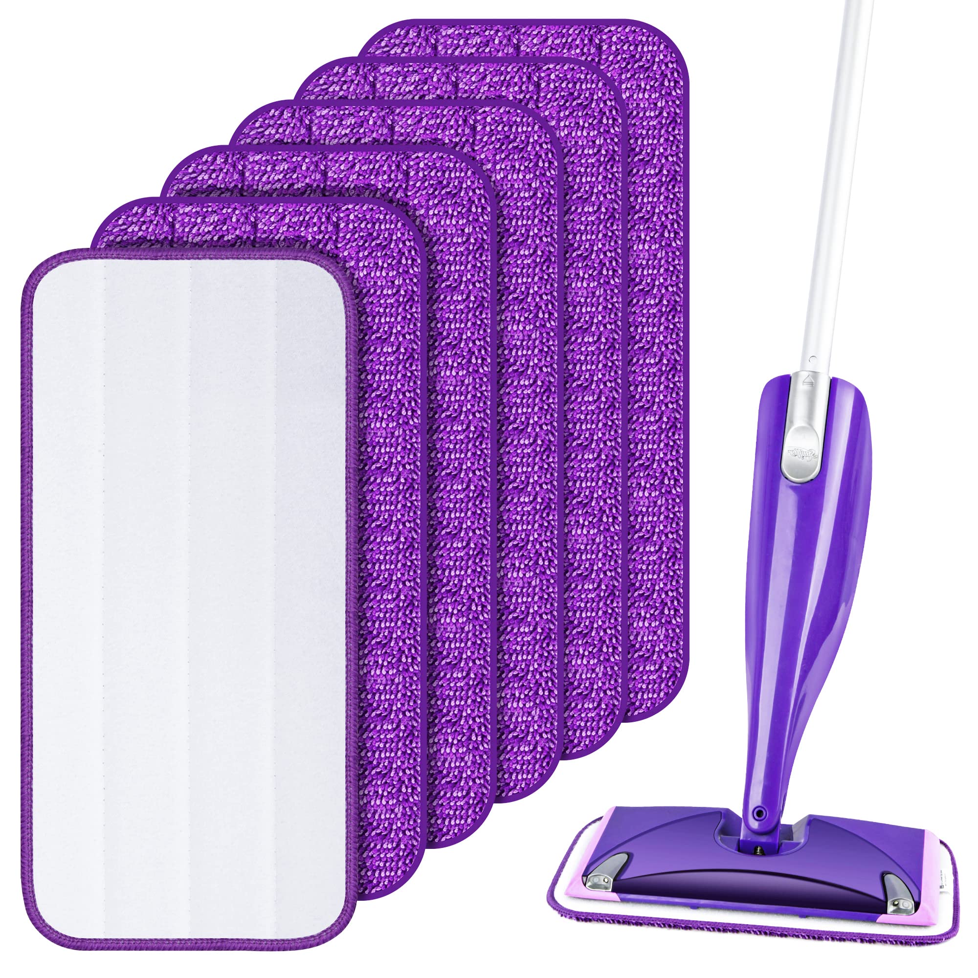 Reusable Mop Pads Refills for Swiffer WetJet, Wet Pads Refill Microfiber Mop Replacement Machine Washable Up to 100 Times for Floor Cleaning Wet Dry Use for All Floor Types, 6 Pack