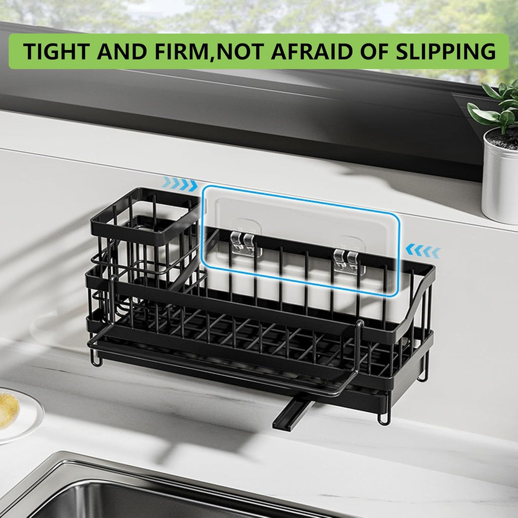 Skiennix Kitchen Sink Caddy Organizer - Rustproof Sponge Holder with Brush & Soap Dispenser | Multi-Functional Bath Storage