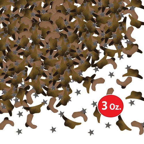 Beistle 3 Ounces Western Confetti - Hat, Stars, And Boots For Cowboy Themed Parties And Wild West Events