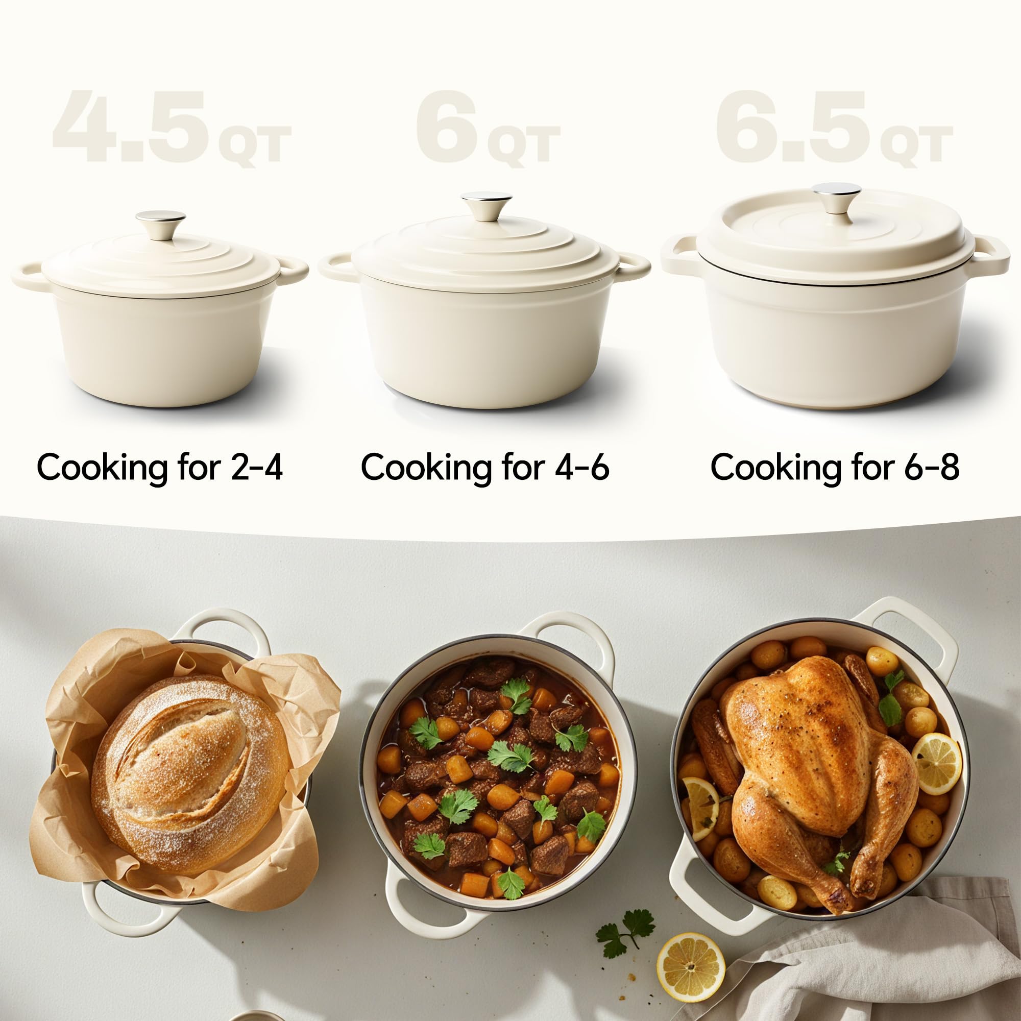 6.5 Quart Dutch Oven Pot with Lid, Non Stick Enameled Cast Iron Dutch Oven for Bread Baking, Heavy-Duty, Oven Safe Ceramic Cookware Up to 500°F for Baking, Braising, Stews, Roasting, Red