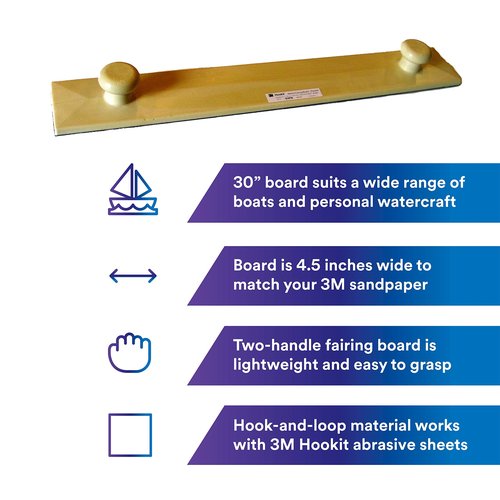 3M Hookit Marine Fairing Board (83978) – Flexible – for Sanding Fairing Material on Boats and Watercraft – 4-1/2 inches x 30 inches