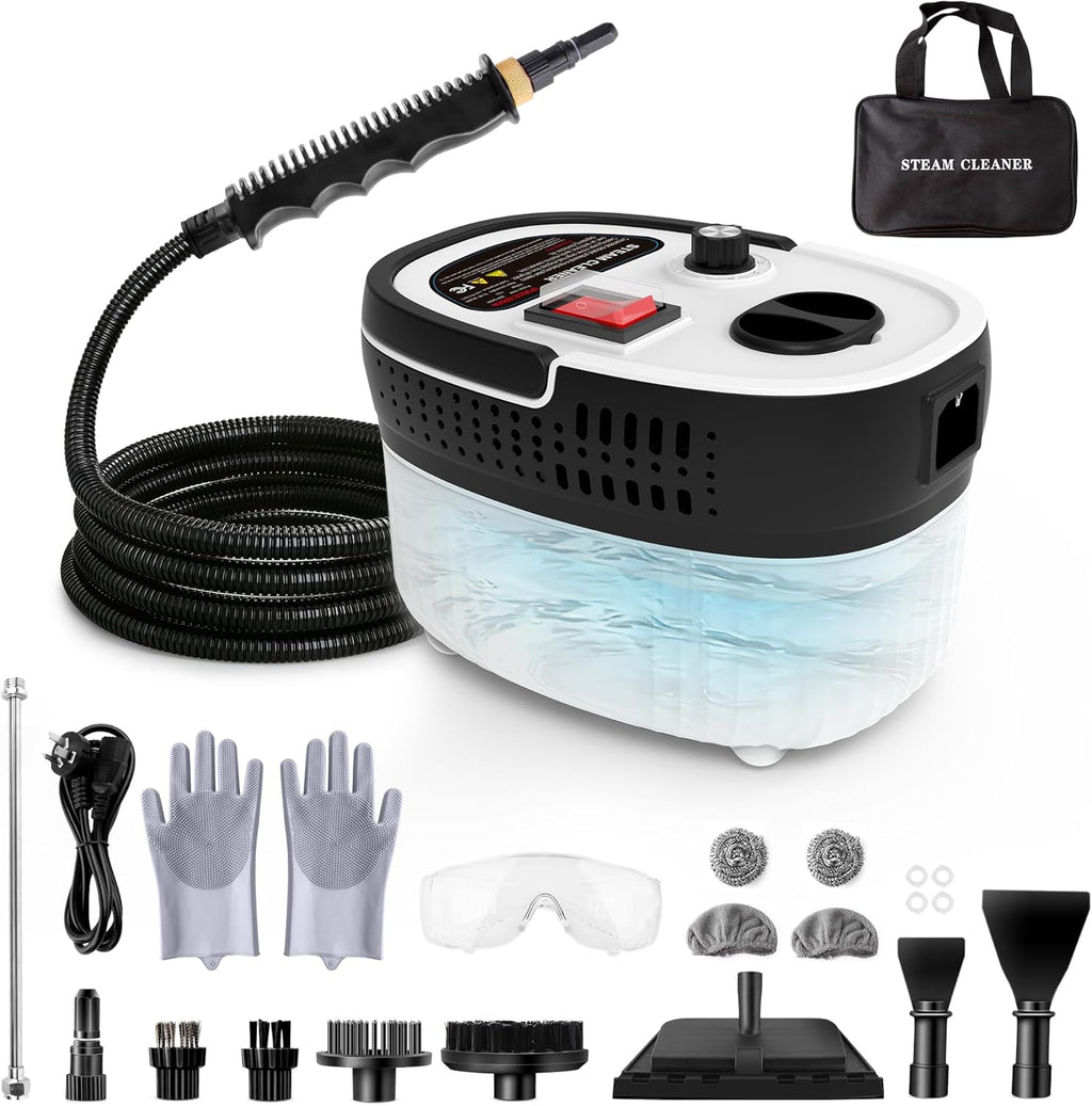 Skiennix Steam Cleaner - 2500W High Pressure Portable Steamer with 6 Adjustable Levels & 17-Pc Kit