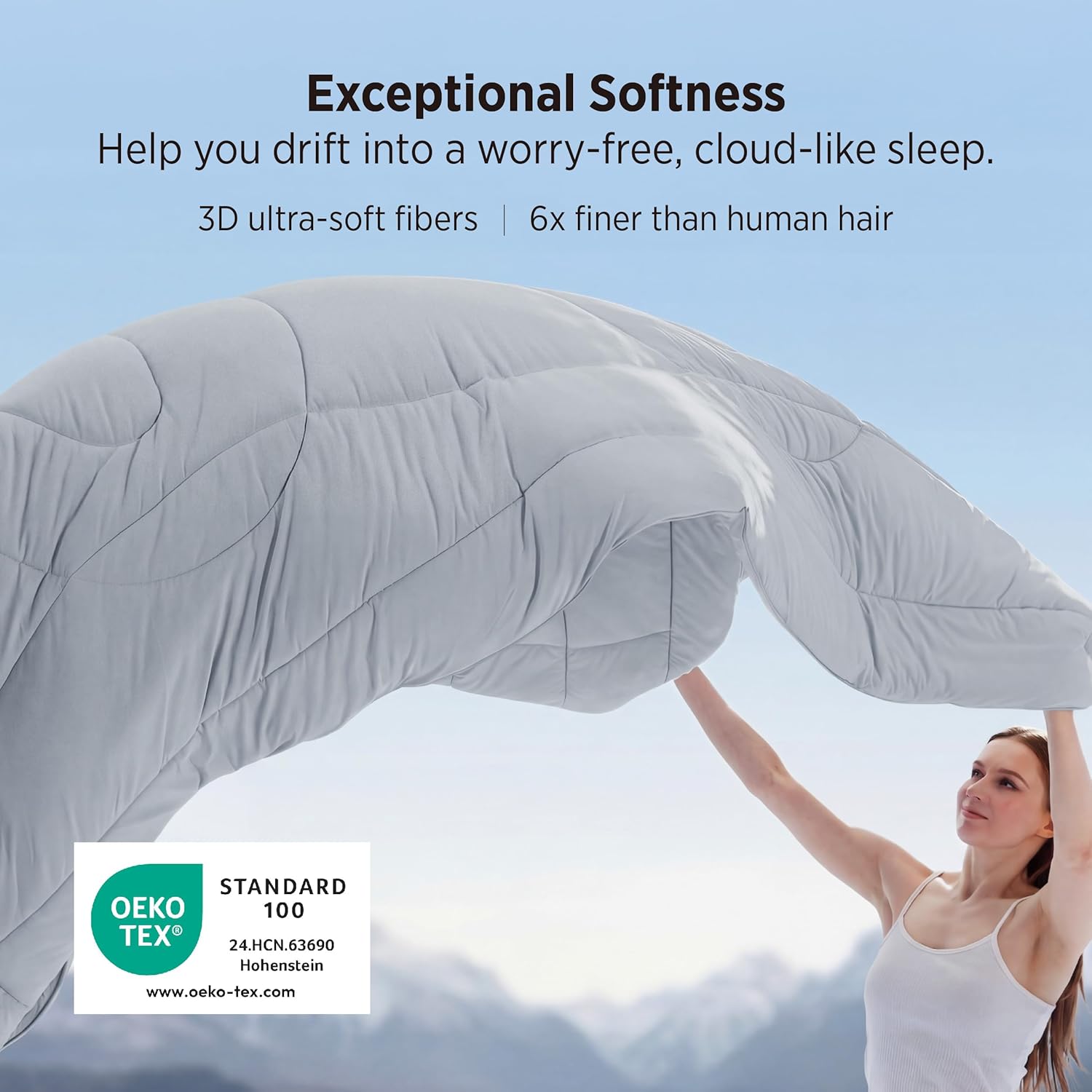 Bedsure Cooling Comforter - Lightweight Queen Size Blanket with Dual-Sided Cool Tech | Soft Grey, 88x88 Inches