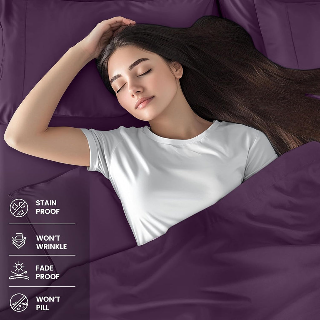 Utopia Bedding Full Sheet Set - Soft Microfiber 4-Piece Bed Sheets for Full Size Bed | Dark Purple