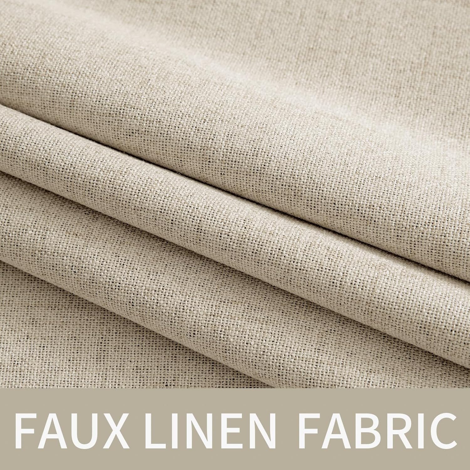 MIULEE Blackout Linen Curtains - Thermal Insulated Grommet Drapes for Bedroom & Living Room | 52 x 63 Inch (2 Panels)