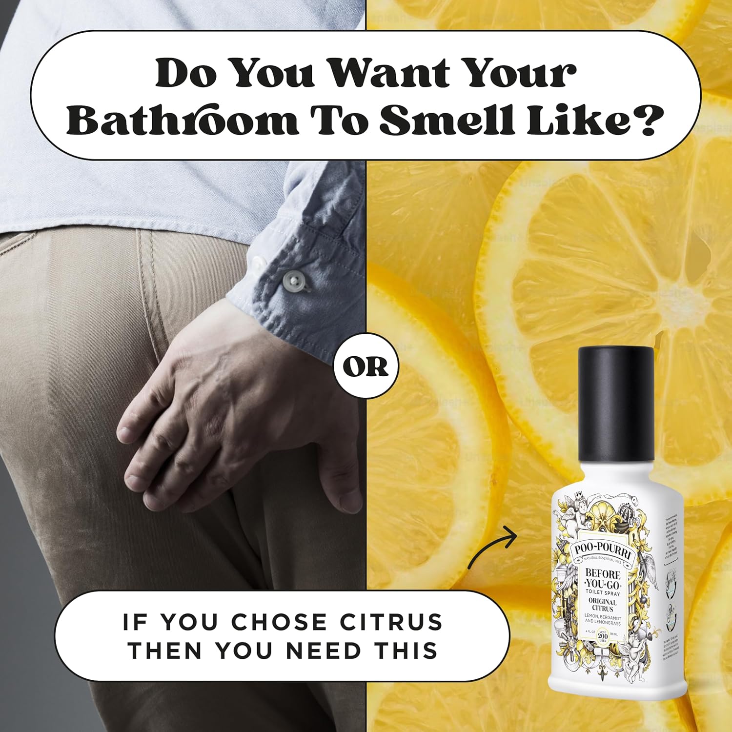 Poo-Pourri Toilet Spray - Original Citrus Scent, Plant-Based Odor Eliminator | 4 Fl Oz, Up to 200 Uses