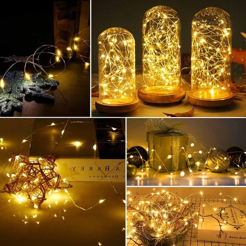 AIKEI 12-Pack LED Fairy Lights - Waterproof Silver Wire String Lights | 7 Feet, 20 LED Warm White for Weddings & Parties