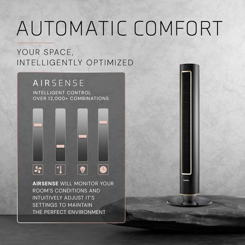 Lasko Pinnacle 40” Tower Fan - Quiet 24dB Operation, 90° Oscillation, 32 ft/s Airflow | Remote & Timer Included