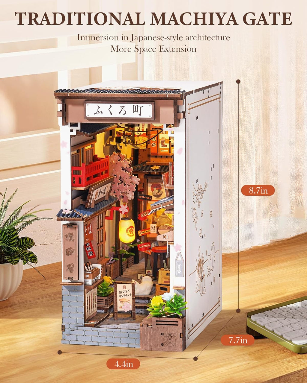 Rolife Book Nook Kit - Sakura Wine Alley 3D Wooden Puzzle | Japanese-Inspired DIY Miniature Dollhouse for Bookshelf Decor