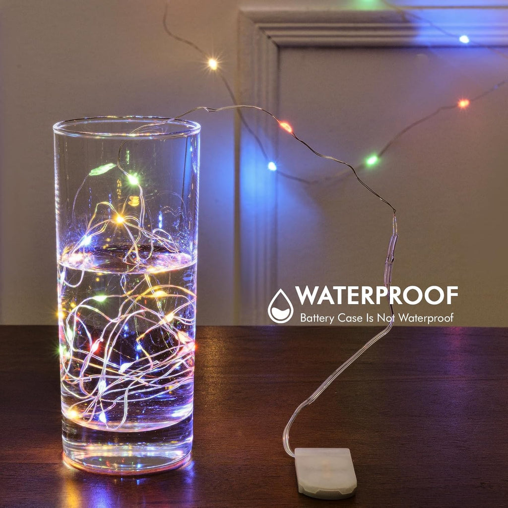 Skiennix 12 Pack Fairy Lights - Battery Operated 7FT Waterproof Silver Wire String Lights for Indoor/Outdoor Decor