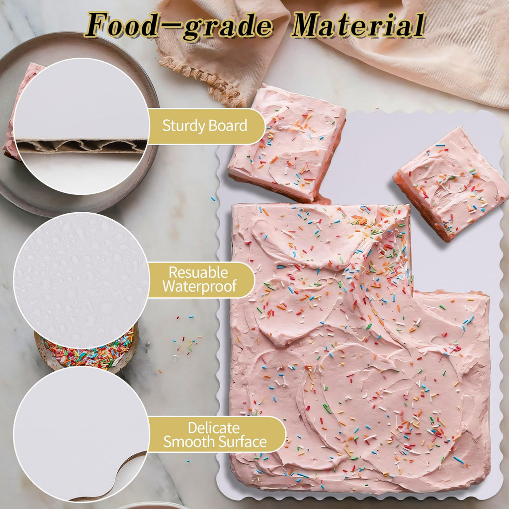Anscher 15 Pack 19 x 14 Inch Greaseproof Rectangle Cake Boards, Premium Corrugated Single Wall Cake Base Board Half Sheet Cake Board for Sheet Cake, Dessert Base, Cupcake and Cake Pizza(White)