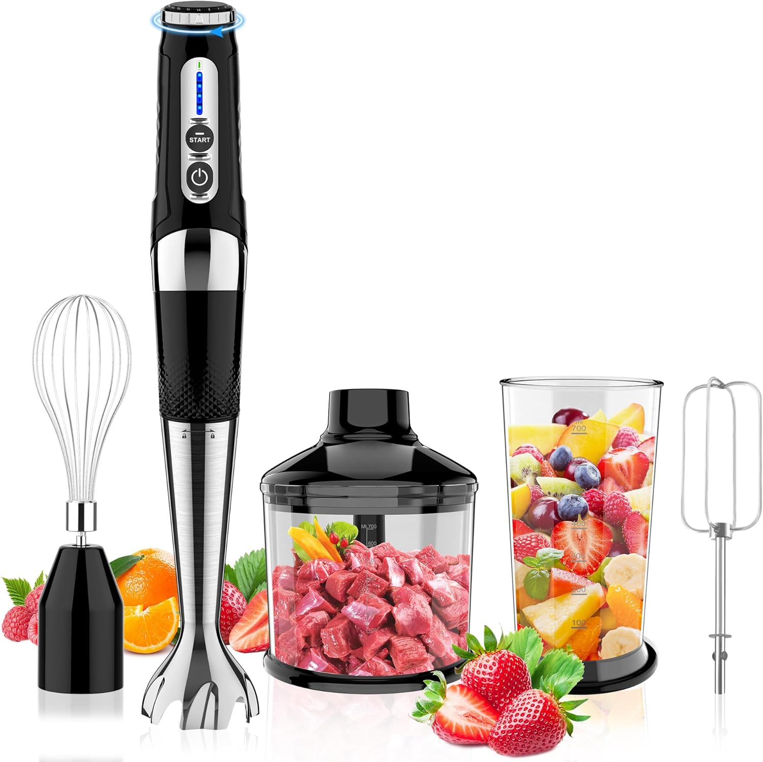 Toogel Cordless Immersion Blender - 4-in-1 Electric Hand Blender with 21 Speeds & USB Rechargeable | BPA-Free, Dishwasher Safe (Black)