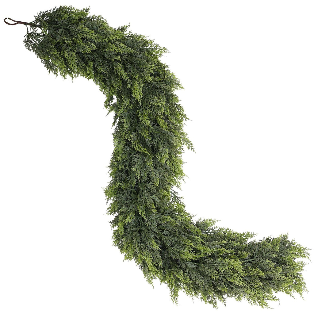 9FT Real Touch Christmas Cedar Garland - 1PCS, Artificial Pine Needles Garlands Realistic Fake Green Faux Garland for Holiday Fireplace,Table,Window,Stairs,Mante,Indoor Outdoor Decor