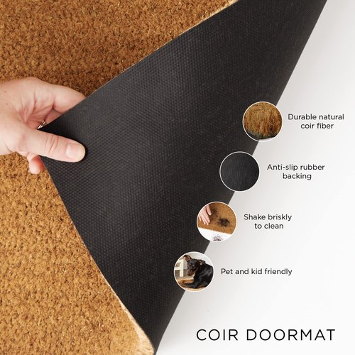 DII Greetings Collection Natural Coir Doormat, 18x30, Hello/Goodbye Engraved