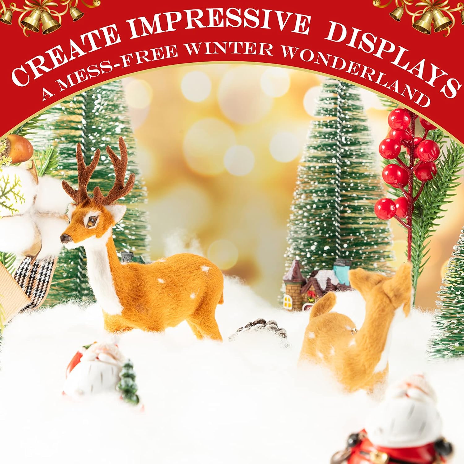 Shappy Christmas Fake Snow Decor - Fluffy Artificial Snow Blanket for Indoor Winter Decorations