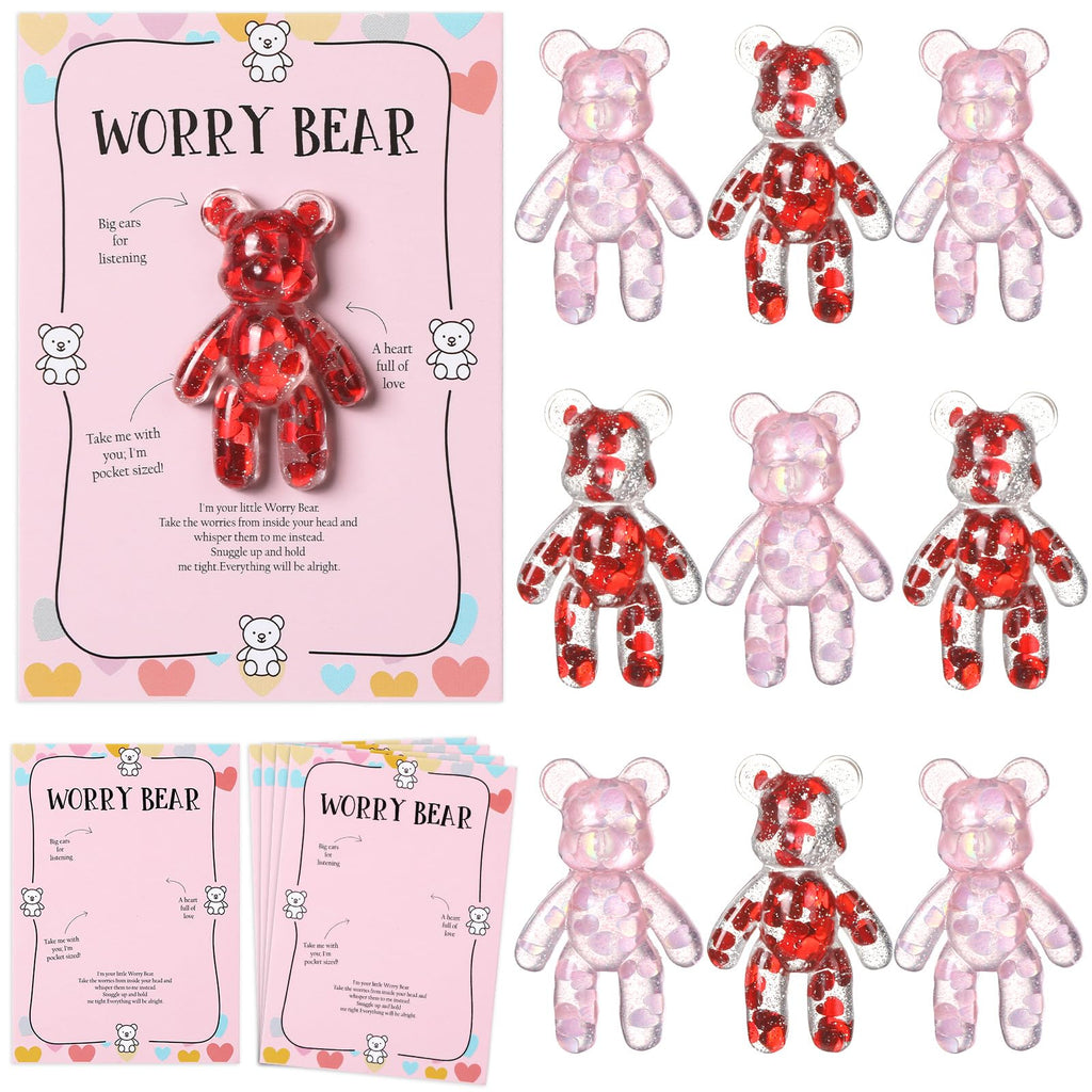 party greeting 10 Set Valentine's Day Pocket Bear Hug Emotional Support Gifts Mental Health Anxiety Relief Positivity Autism Fidget Gift Stress Relief Gift for Boy Girls Favor Gift