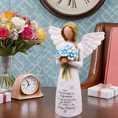 AUKEST Retirement Gifts for Women - 5.1” Blue Angel Figurine | Perfect Happy Retirement Decoration