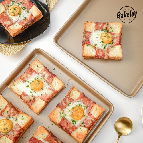 Champagne Gold Baking Sheet Pan Set - Nonstick Commercial Cookie Sheets | 17.5"x11.7" Size