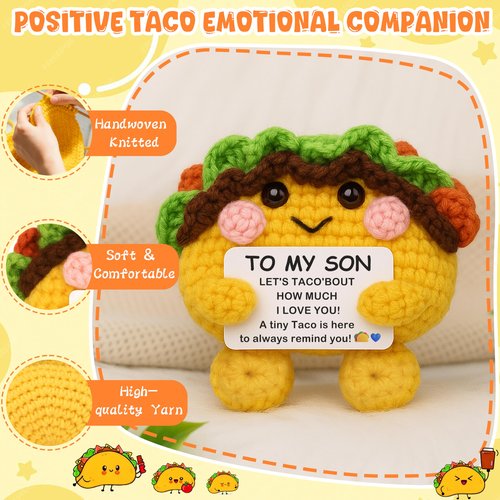 Joycuff Graduation Gifts for Son from Mom Dad, Handmade Positive Crochet Taco, Graduation Birthday Gifts for Son Kids Teens, I Love You Taco Stuff for Him