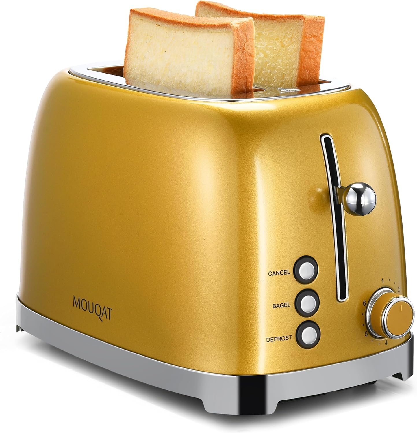 Skiennix Gold 2-Slice Toaster - Wide Slot Stainless Steel with 6 Shade Settings & Removable Crumb Tray