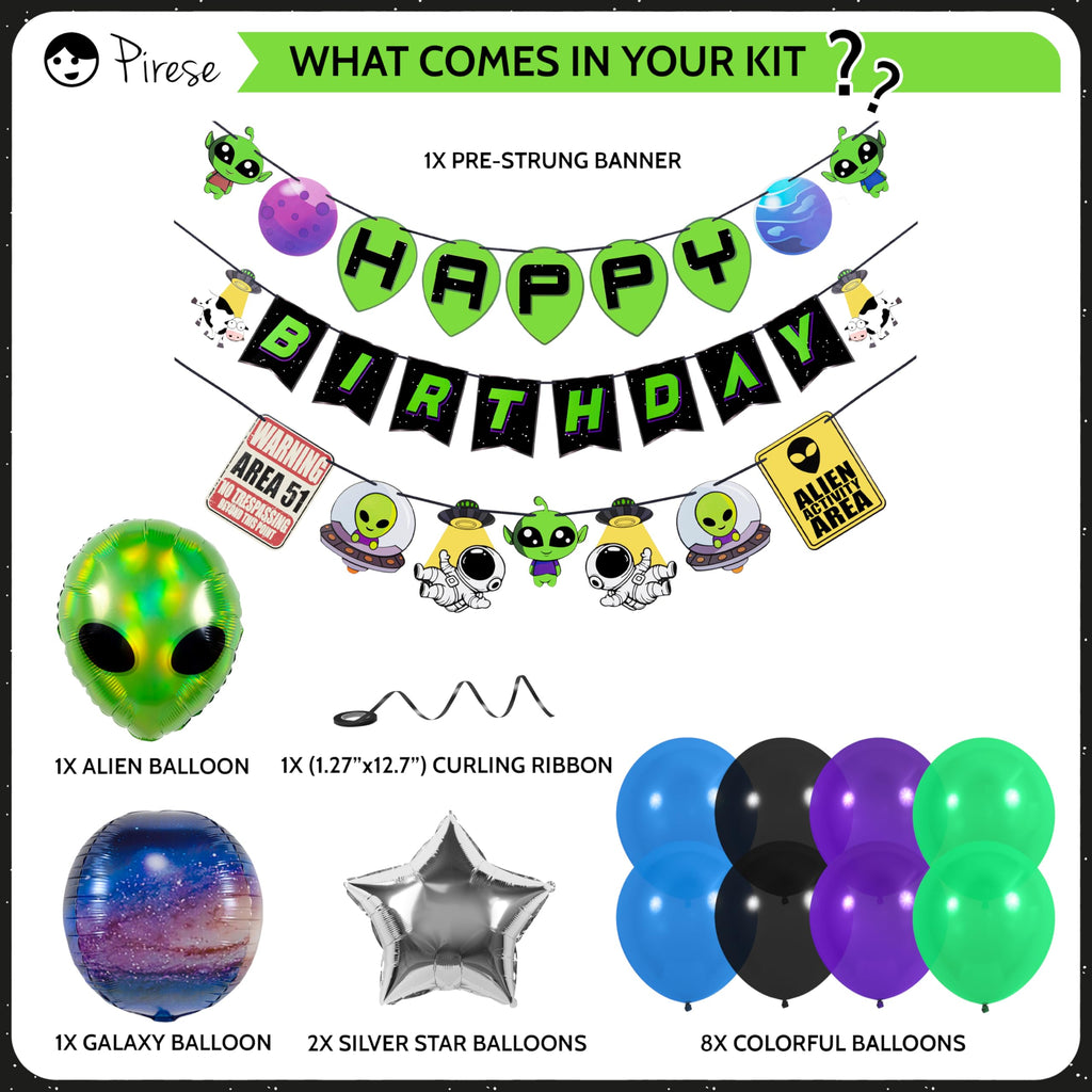 Pirese Alien Party Decorations, Alien Birthday Decorations, UFO Party Decorations | Space Birthday Decorations | Space Themed Party Decorations | Alien Birthday Banner | Alien Party Supplies | Area 51